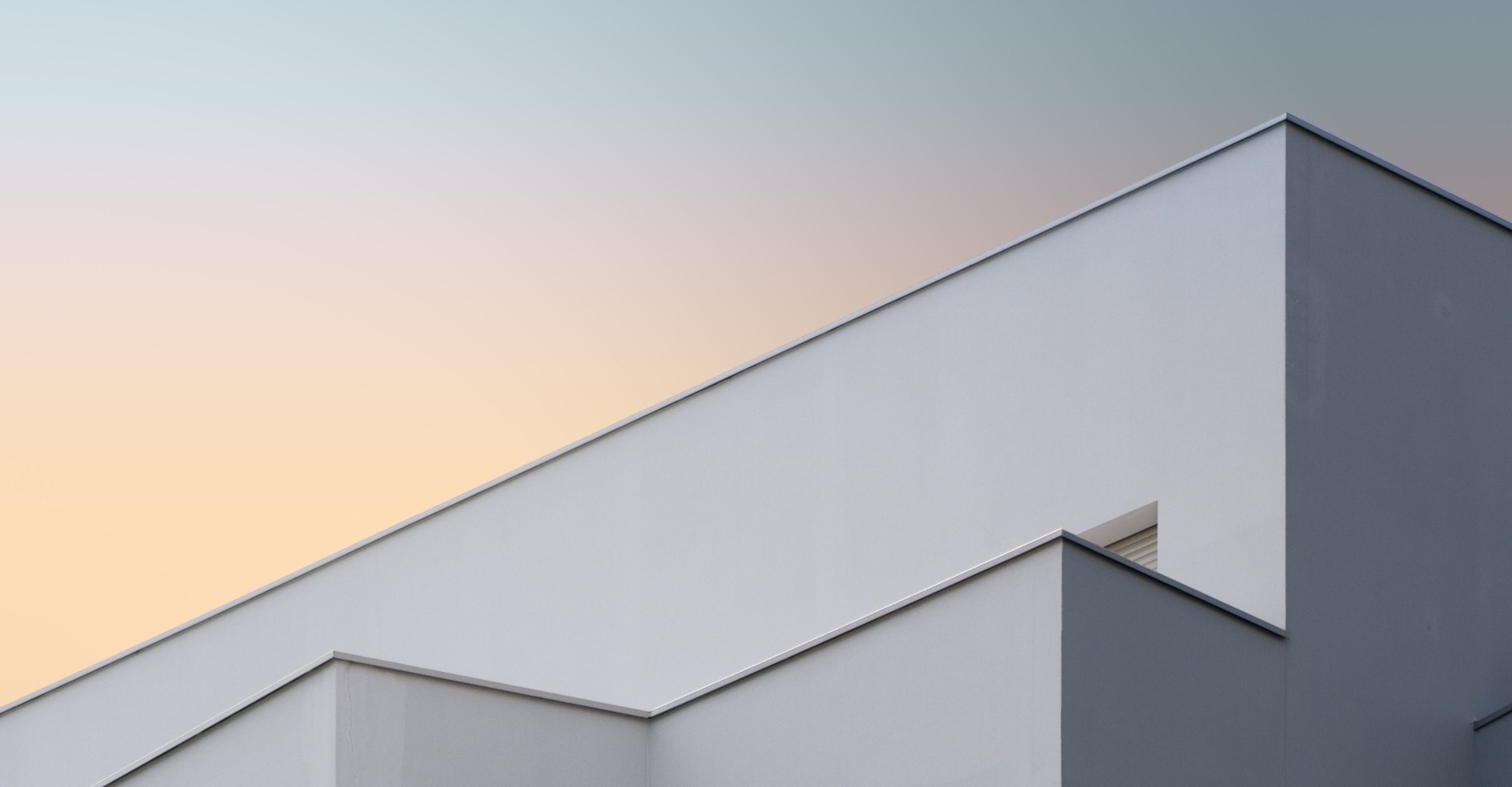 White building with sunset
